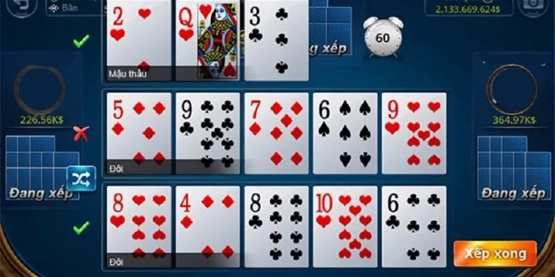 Giao diện trực quan của game Mậu binh
